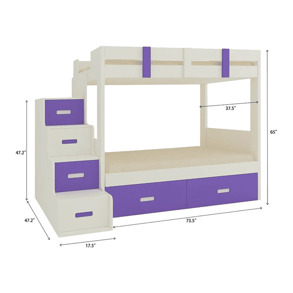 Suvina Engineered Wood Drawer Storage Bunk Bed Lavender Purple