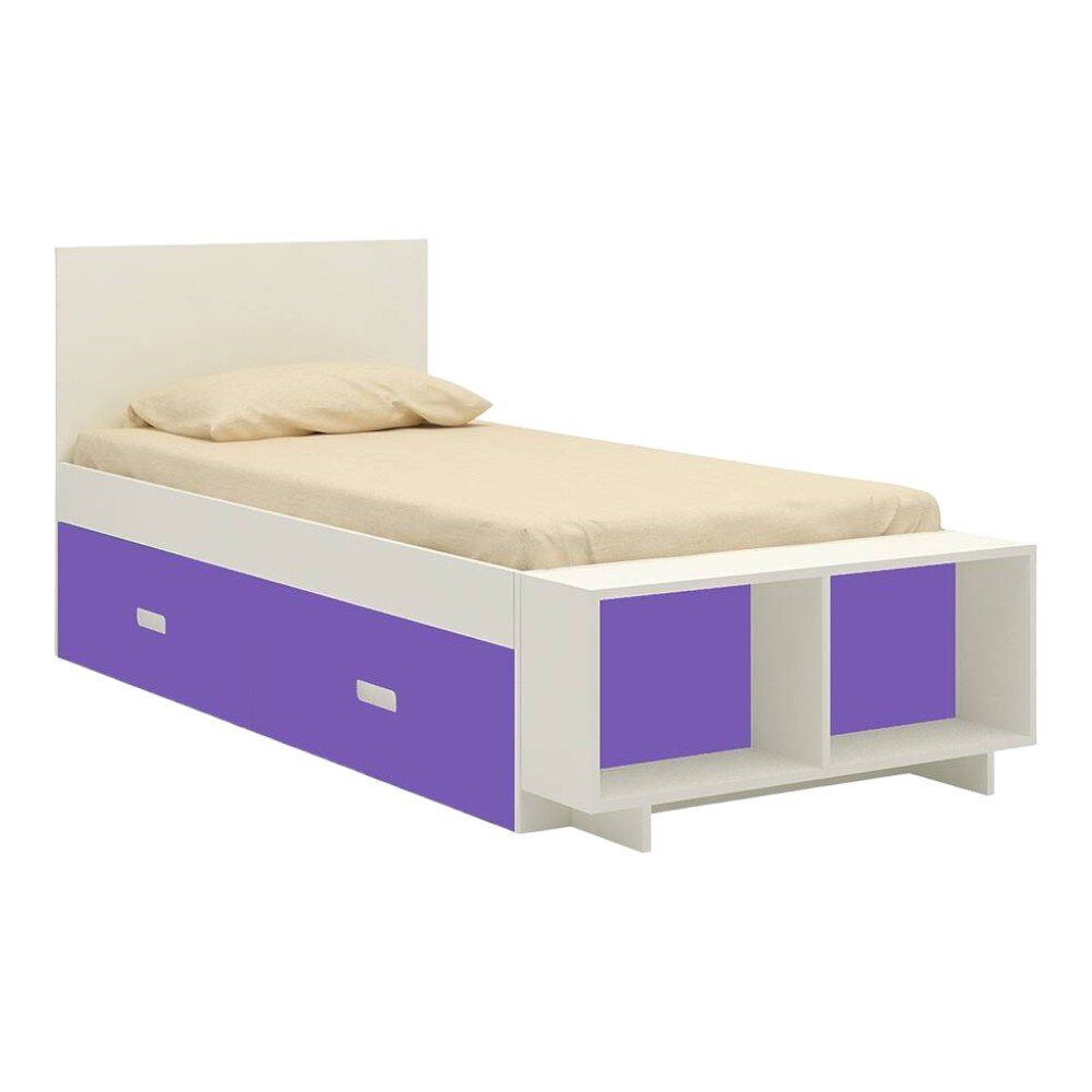 Minerva Engineered Wood Drawer Storage Bed in Purple Colour