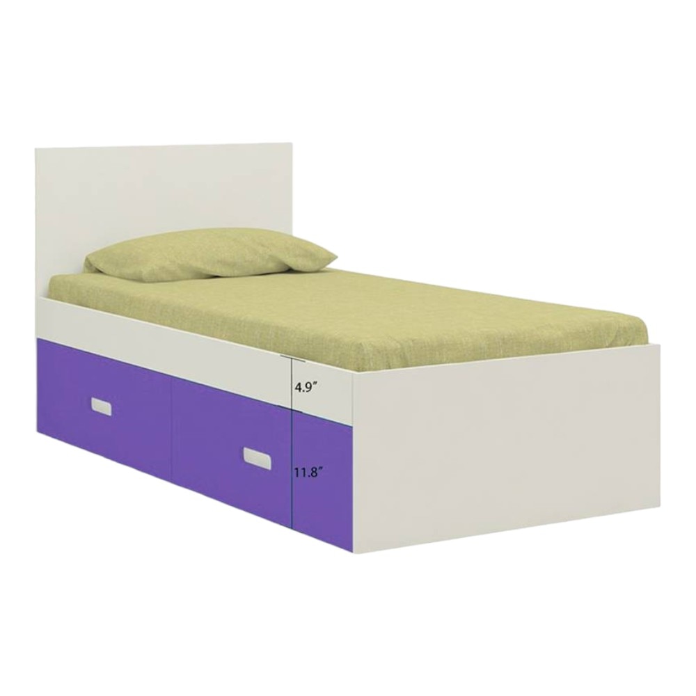 Minerva Engineered Wood Drawer Storage Bed in Purple Colour