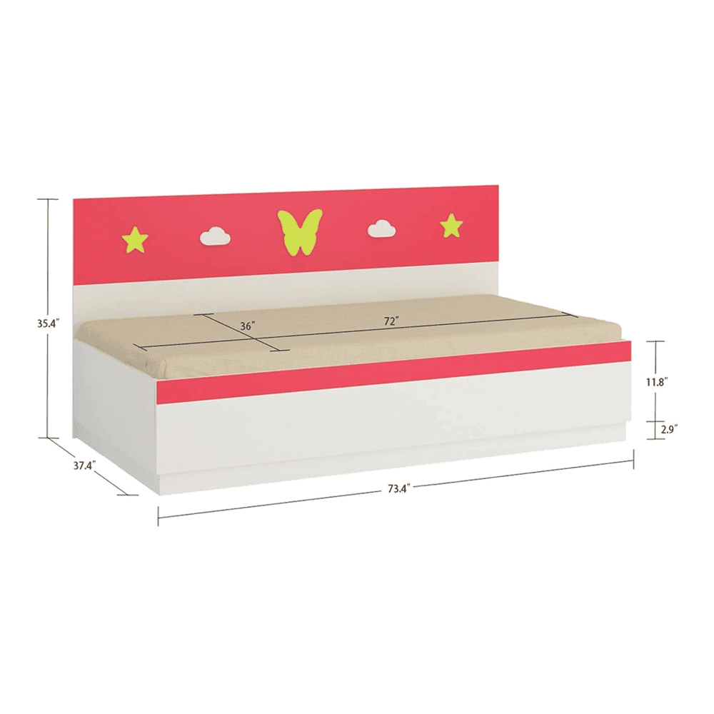 Renata Engineered Wood Box Storage Bed in Pink Colour