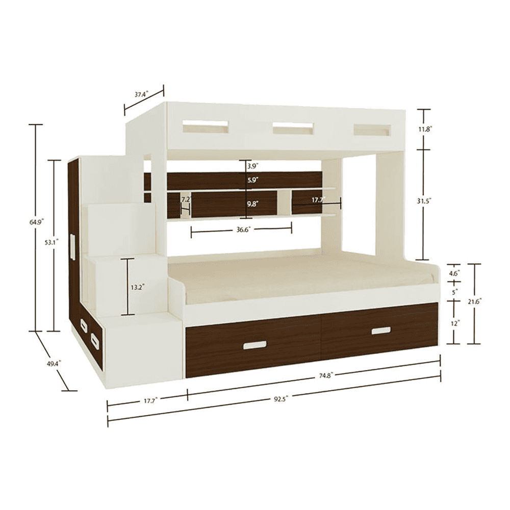Austin Engineered Wood Box & Drawer Storage Bunk Bed Coffee Walnut