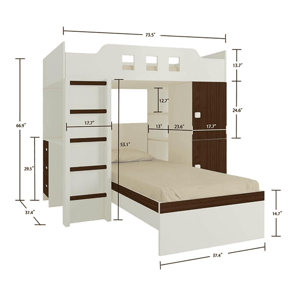 Siona Engineered Wood Box & Drawer Storage Bunk Bed Coffee Walnut