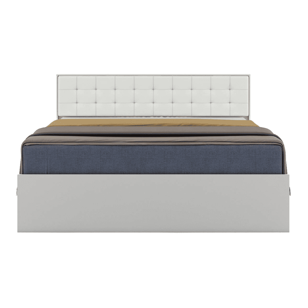Alvin King Bed With Box Storage In Frosty White Color