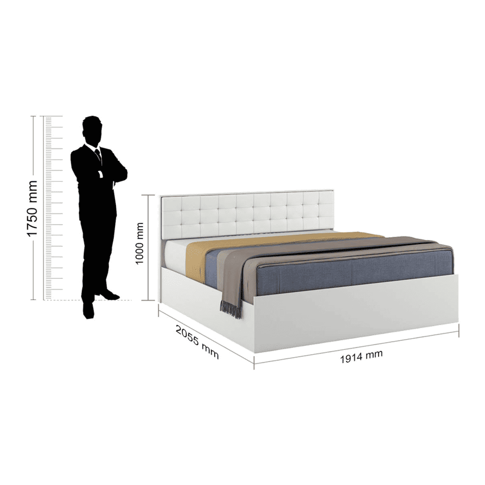 Alvin King Bed With Box Storage In Frosty White Color
