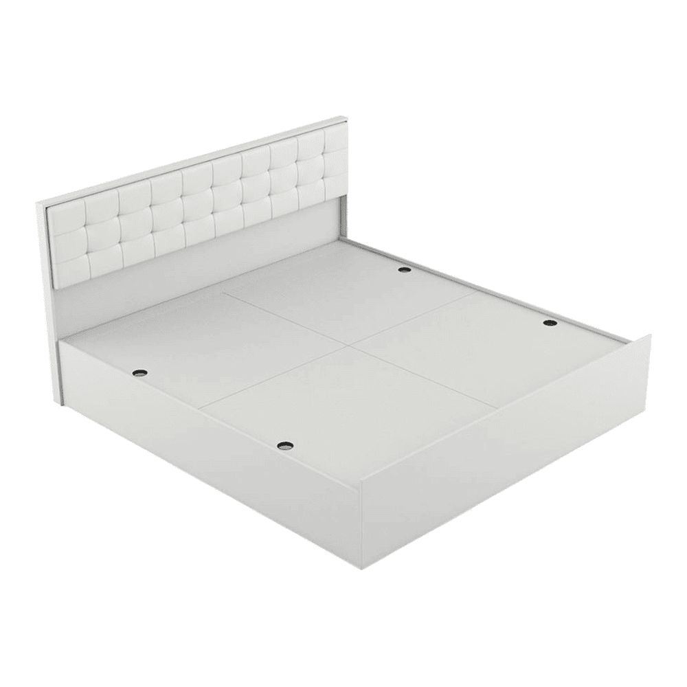 Alvin King Bed With Box Storage In Frosty White Color