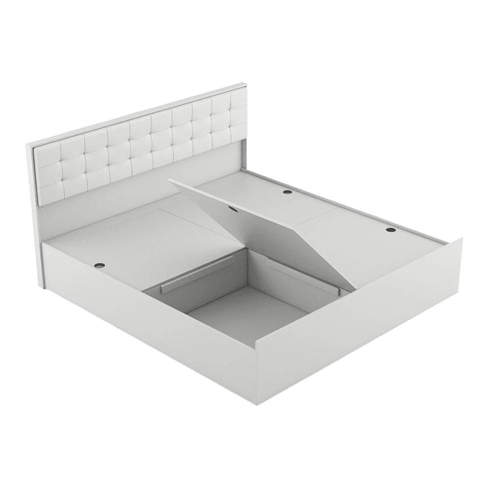 Alvin King Bed With Box Storage In Frosty White Color
