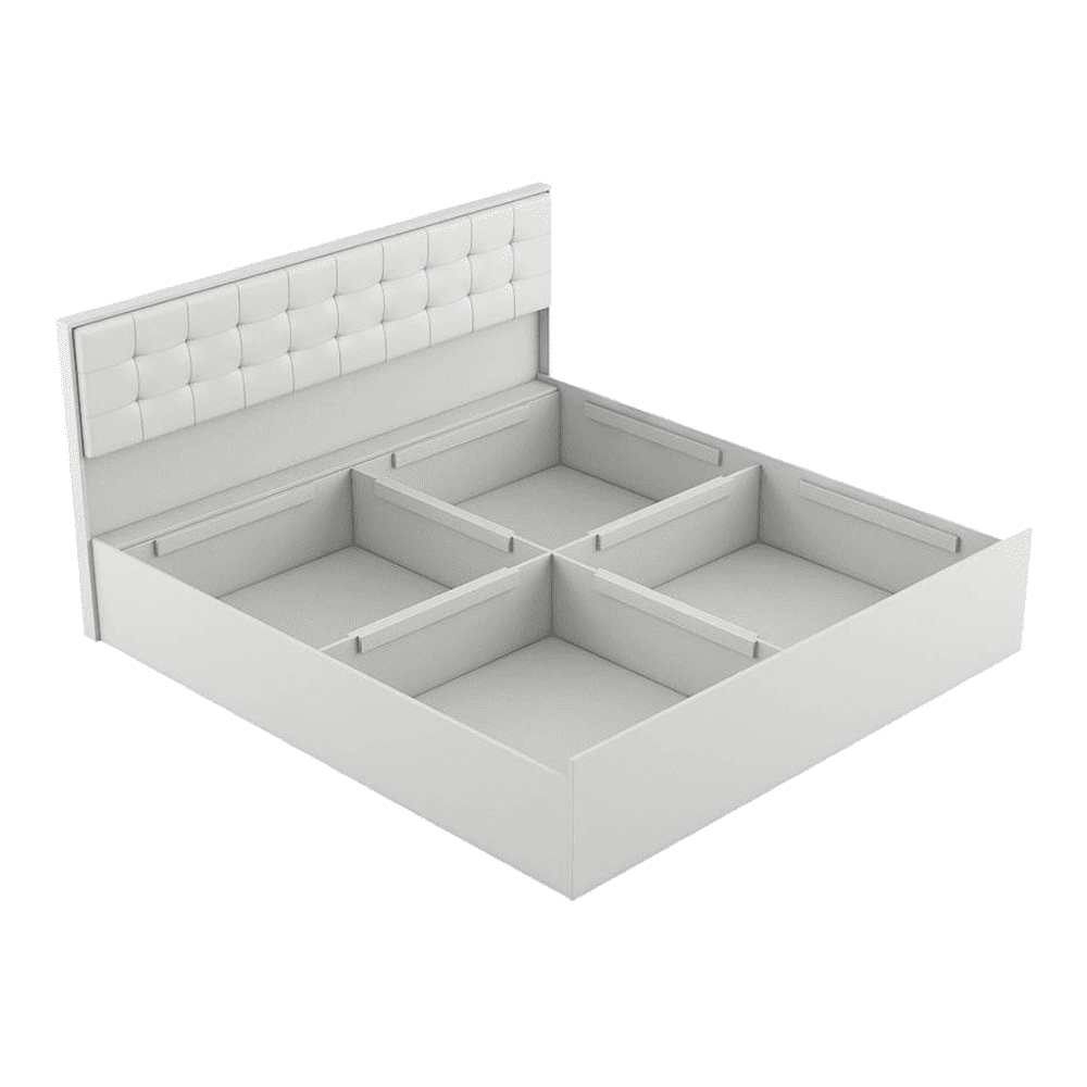 Alvin King Bed With Box Storage In Frosty White Color