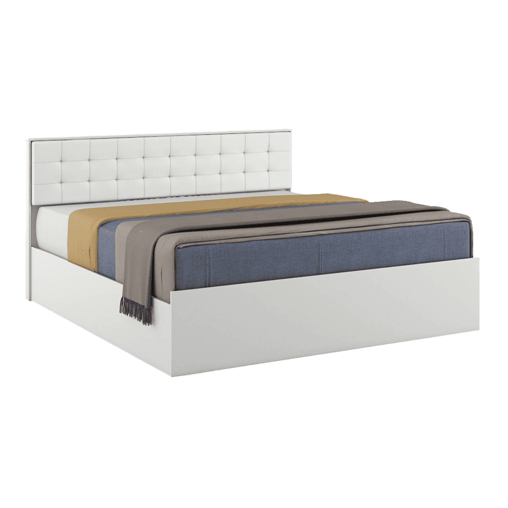 Alvin King Bed With Box Storage In Frosty White Color