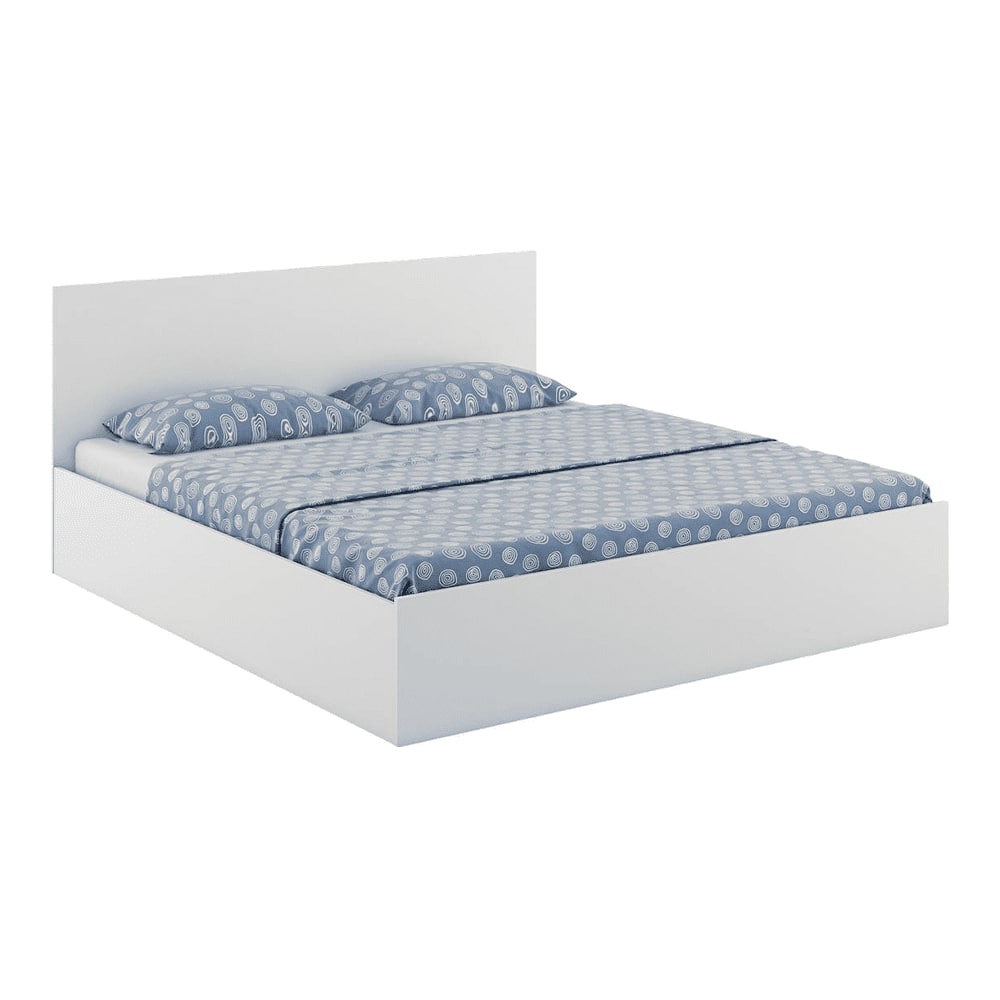 Carnival Queen Bed With Box Storage In Frosty White Color