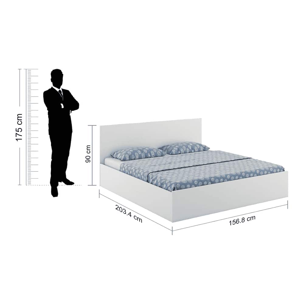 Carnival Queen Bed With Box Storage In Frosty White Color