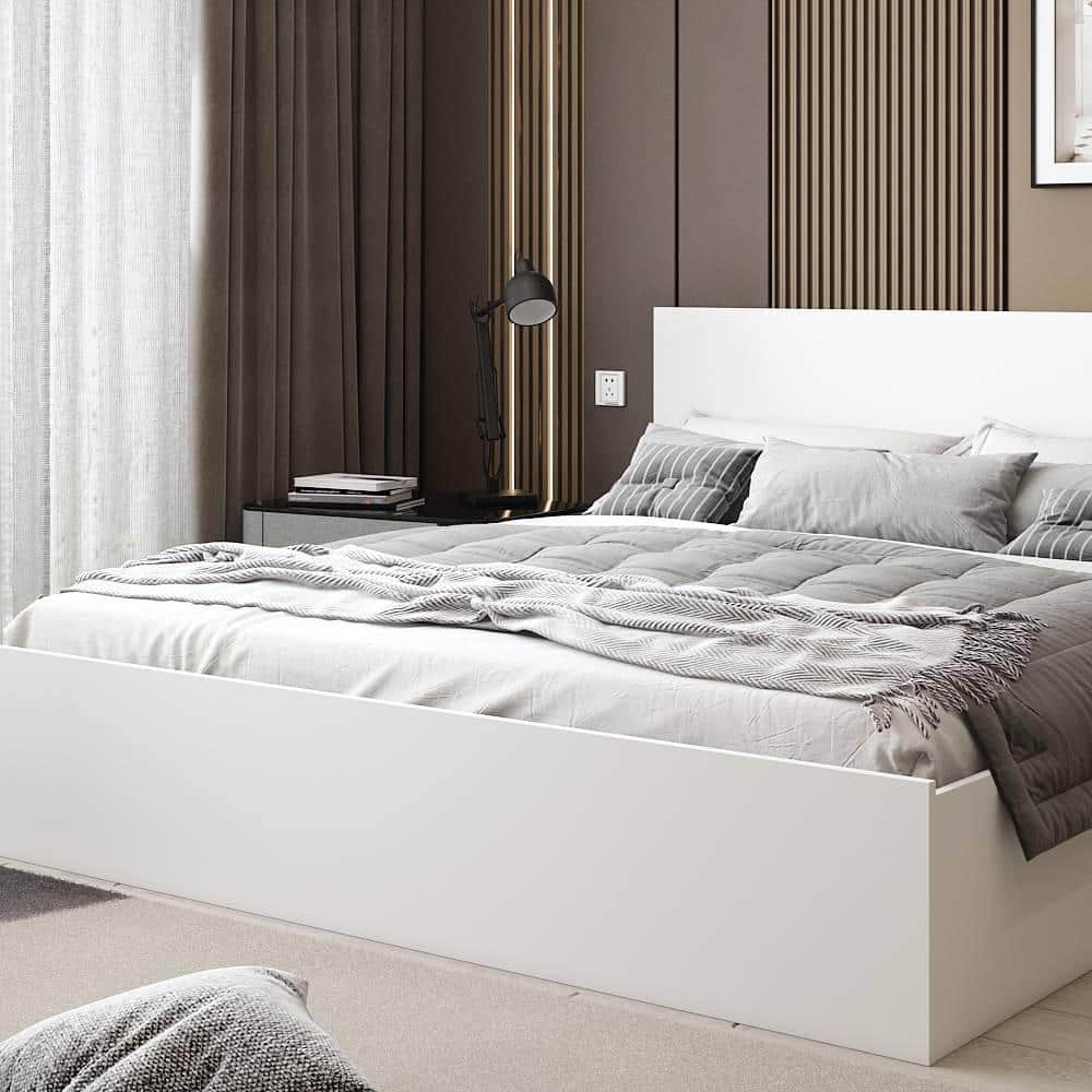 Carnival King Bed With Box Storage In Frosty White Color