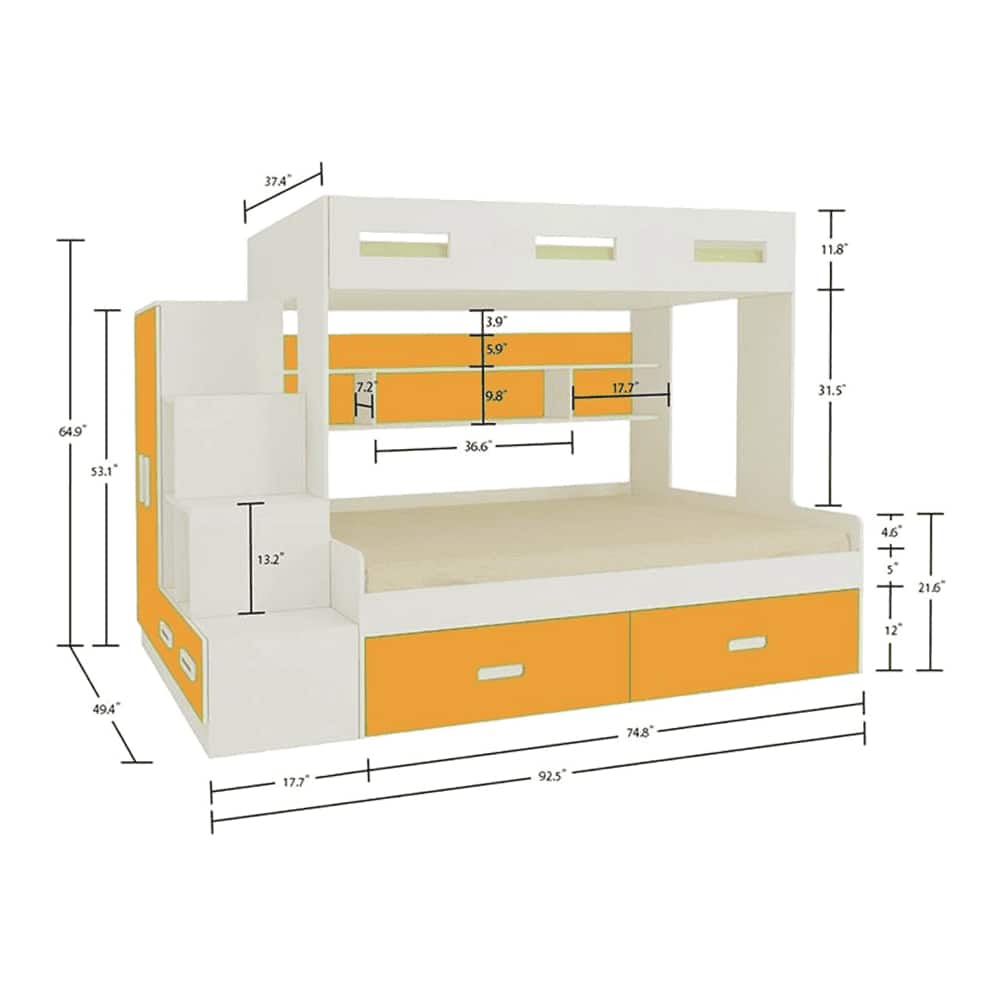 Austin Engineered Wood Box & Drawer Storage Bunk Bed Mango Yellow