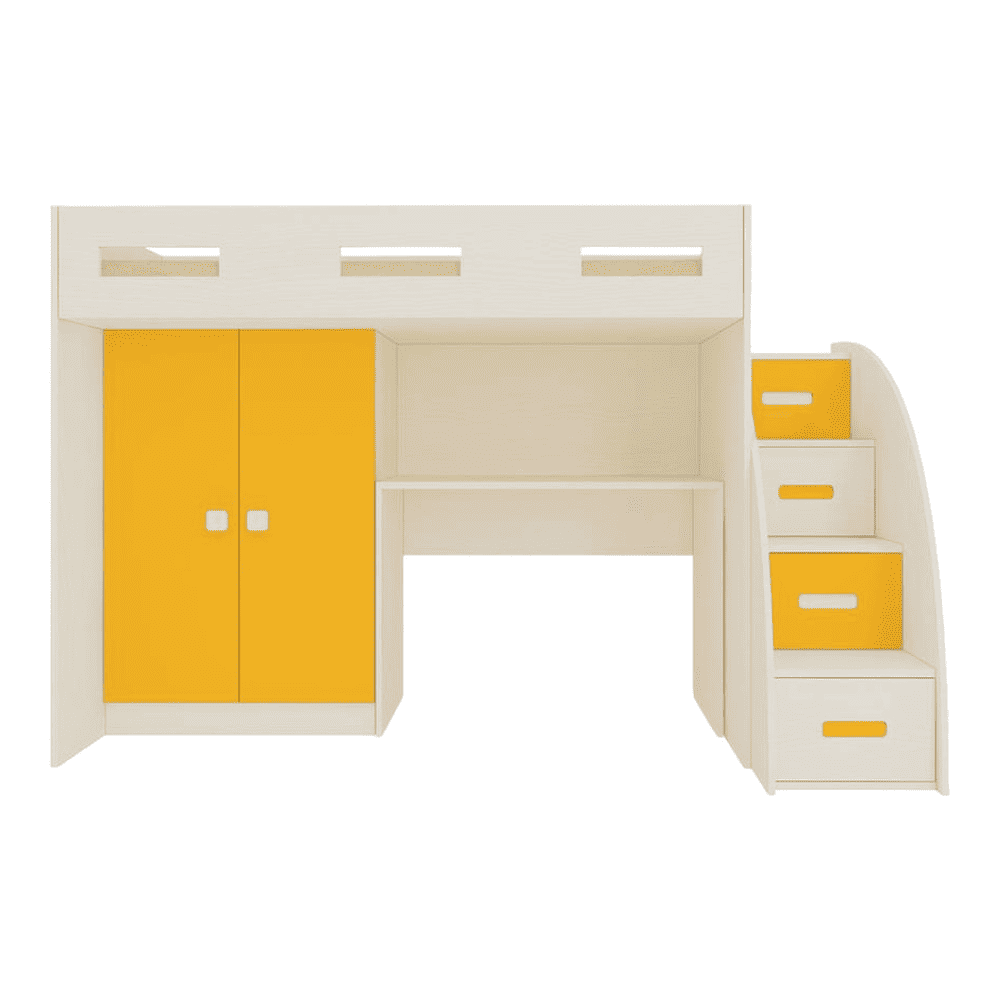 Bonita Engineered Wood Box & Drawer Storage Bunk Bed Light Wood Mango Yellow