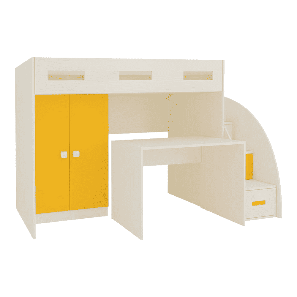 Bonita Engineered Wood Box & Drawer Storage Bunk Bed Light Wood Mango Yellow