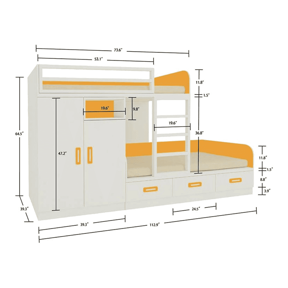Eskada Engineered Wood Box & Drawer Storage Bunk Bed Mango Yellow