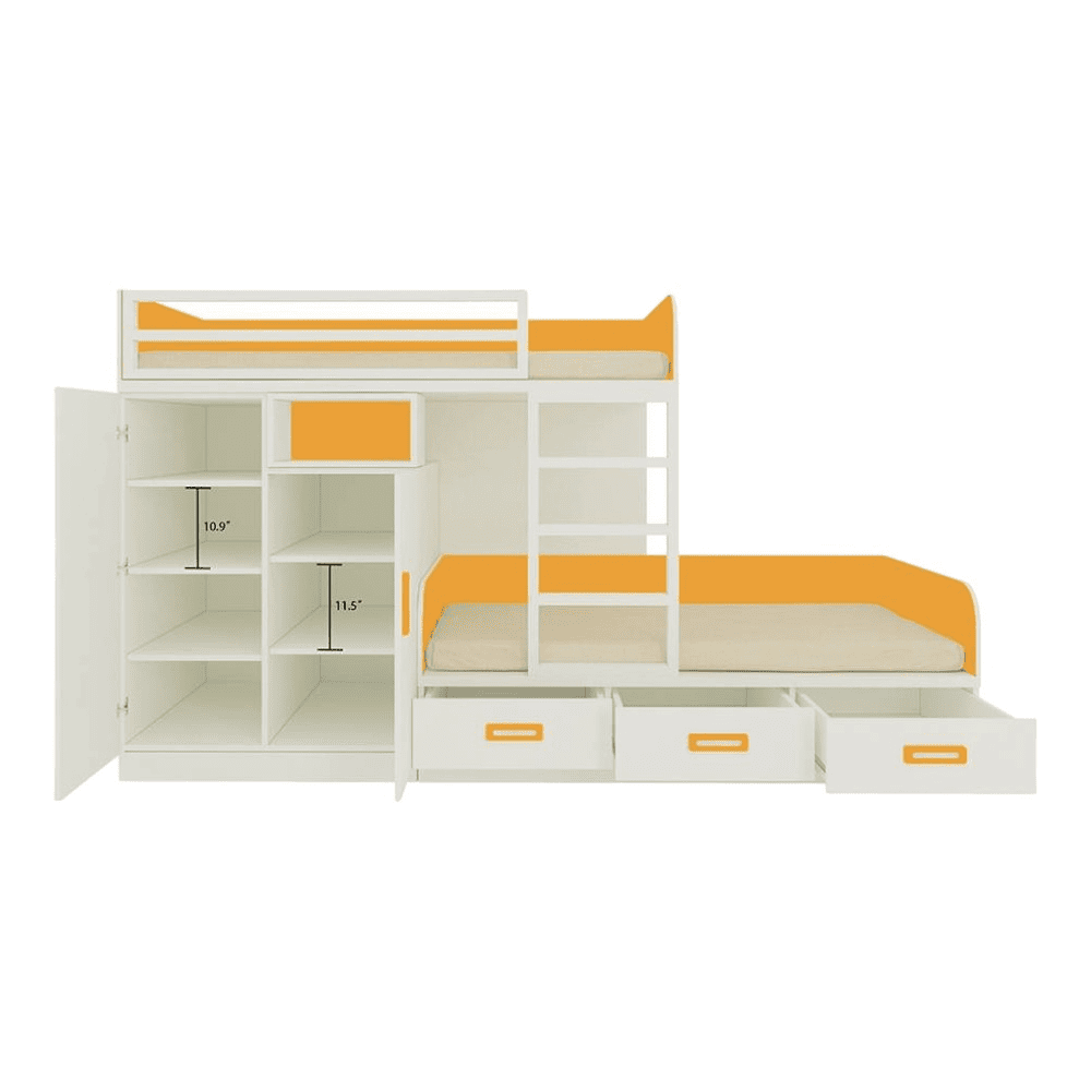 Eskada Engineered Wood Box & Drawer Storage Bunk Bed Mango Yellow