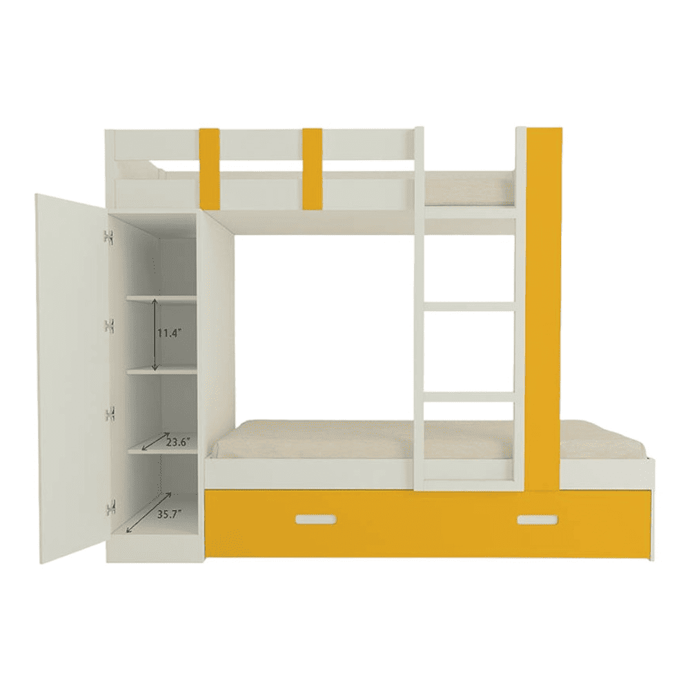Evita Trundle Engineered Wood Box Storage Bunk Bed Mango Yellow