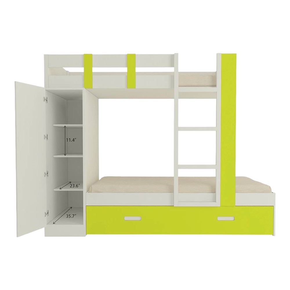 Evita Trundle Engineered Wood Box Storage Bunk Bed Lime Yellow