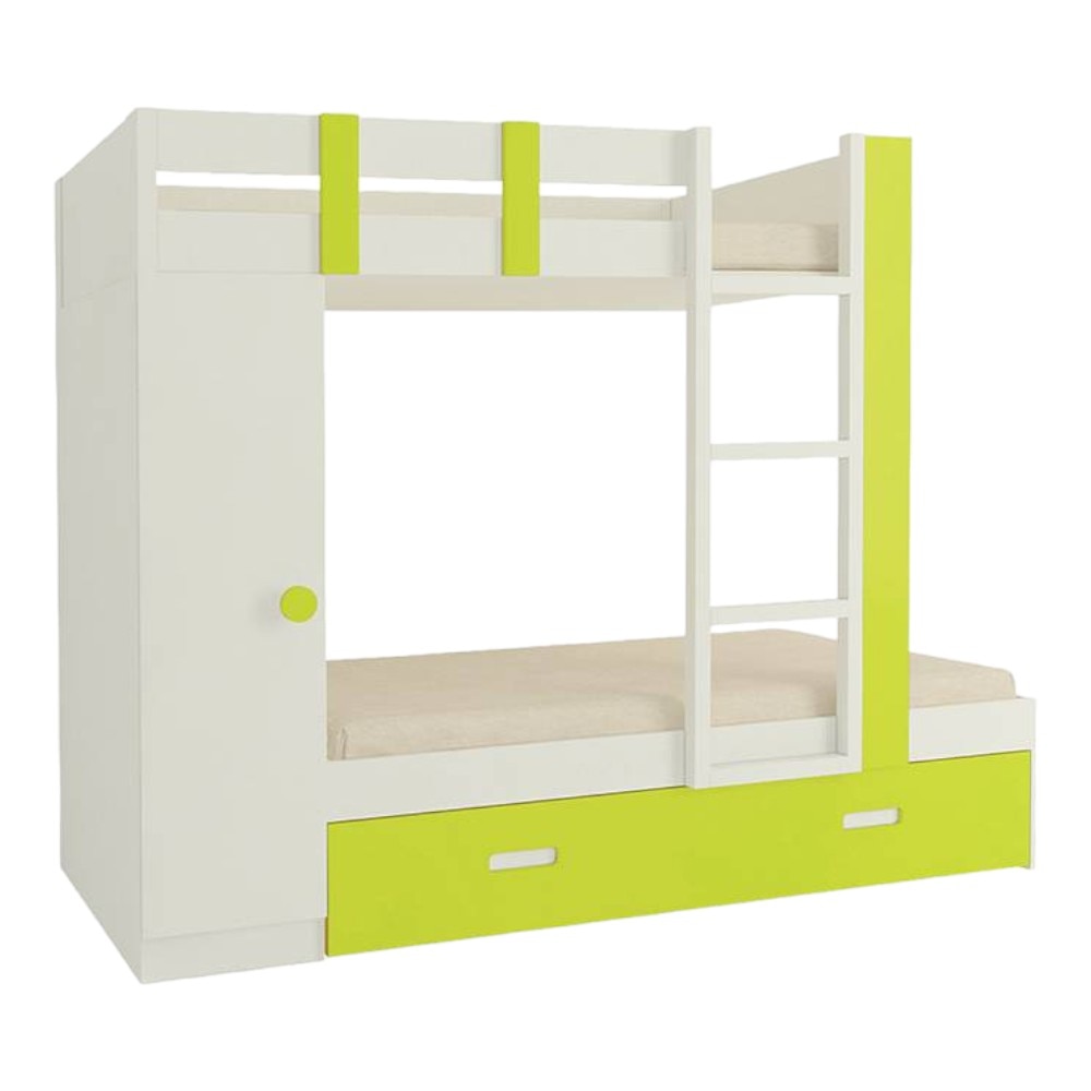 Evita Trundle Engineered Wood Box Storage Bunk Bed Lime Yellow