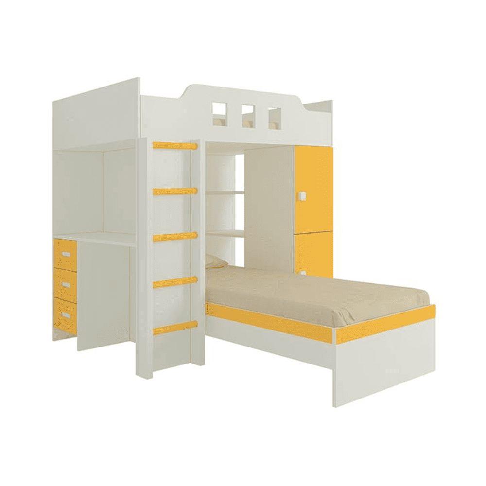 Siona Engineered Wood Box & Drawer Storage Bunk Bed Mango Yellow