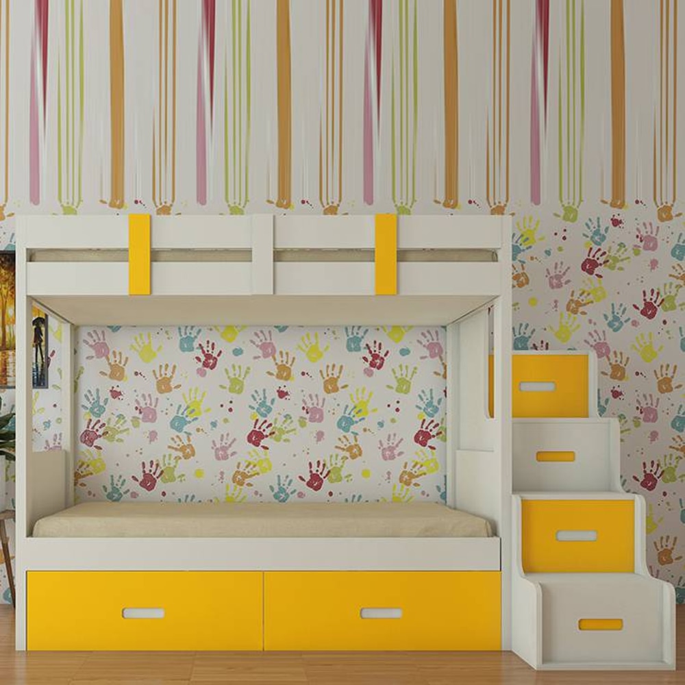 Suvina Engineered Wood Drawer Storage Bunk Bed Mango Yellow