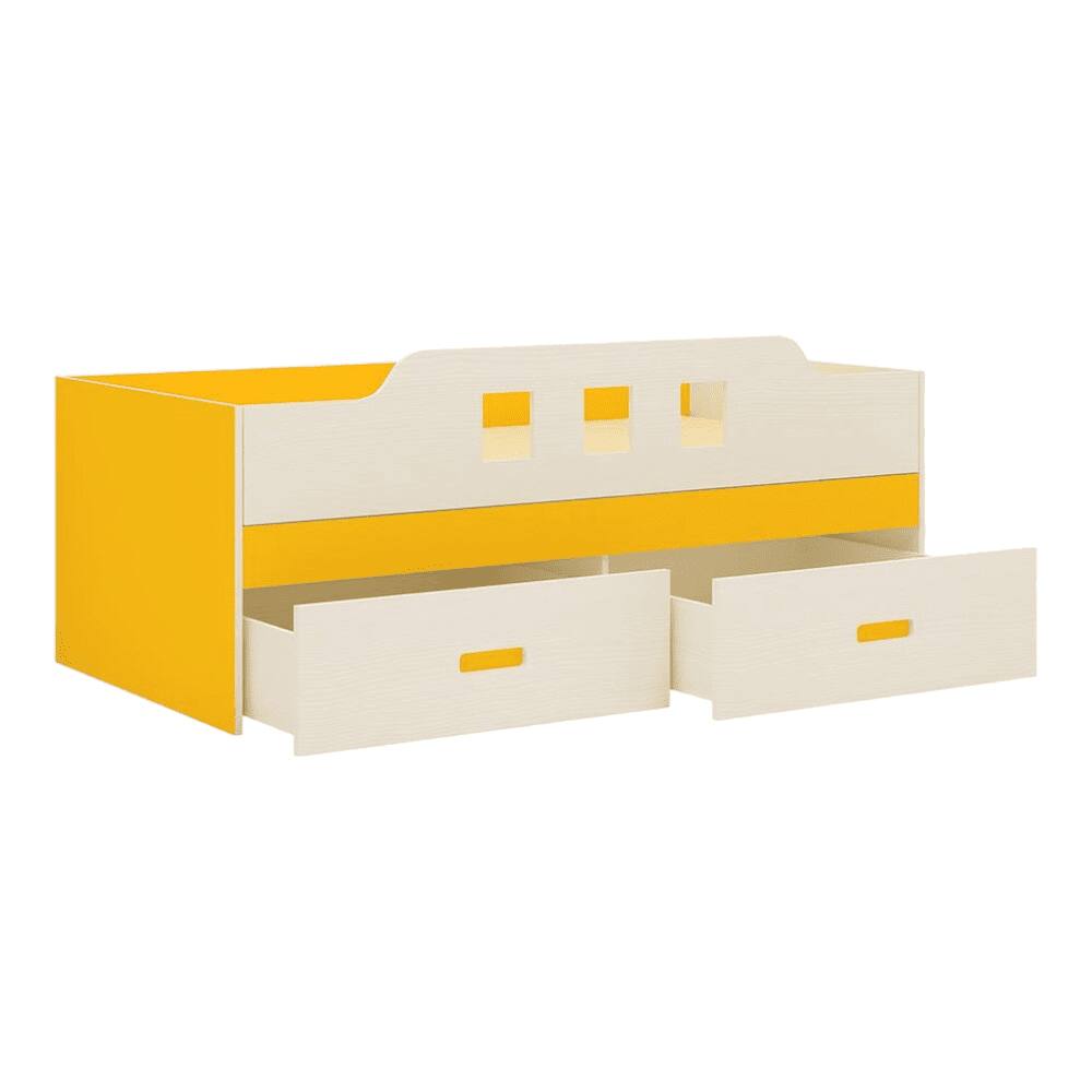 Calypso Engineered Wood Drawer Storage Bed in Yellow Colour
