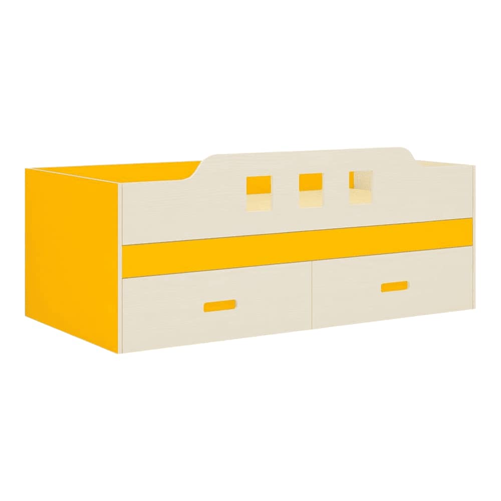 Calypso Engineered Wood Drawer Storage Bed in Yellow Colour