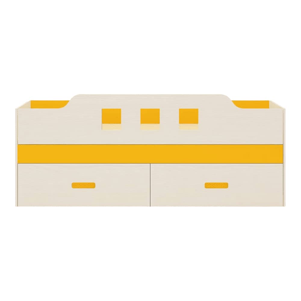 Calypso Engineered Wood Drawer Storage Bed in Yellow Colour
