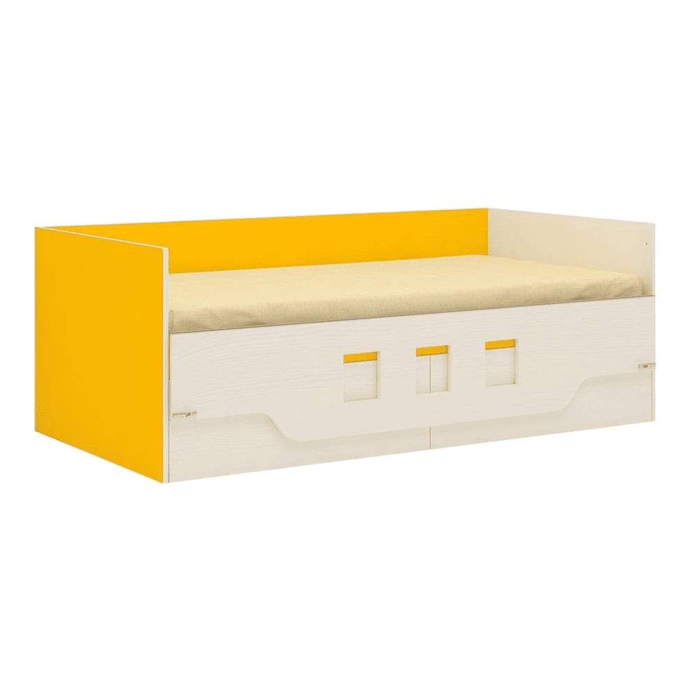 Calypso Engineered Wood Drawer Storage Bed in Yellow Colour