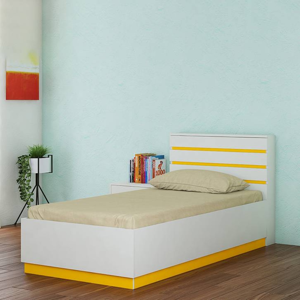 Paloma Engineered Wood Box Storage Bed in Yellow Colour