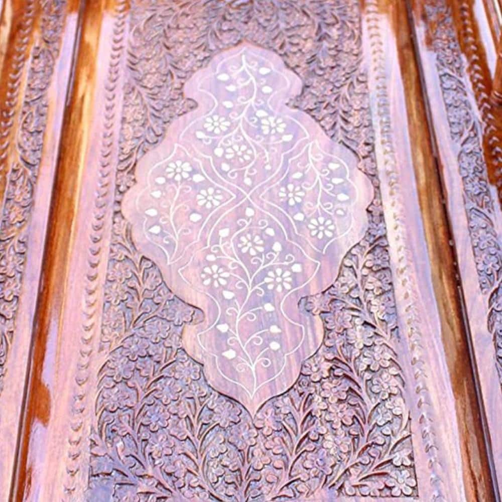 Shilpi Sheesham Wood Standard Handmade Wheel Decor Service Bar Trolley