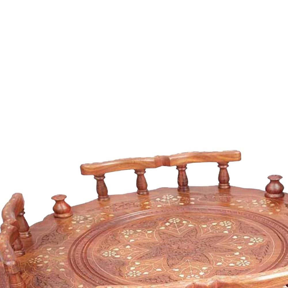 Shilpi Sheesham Wood Standard Handmade Wheel Decor Service Bar Trolley