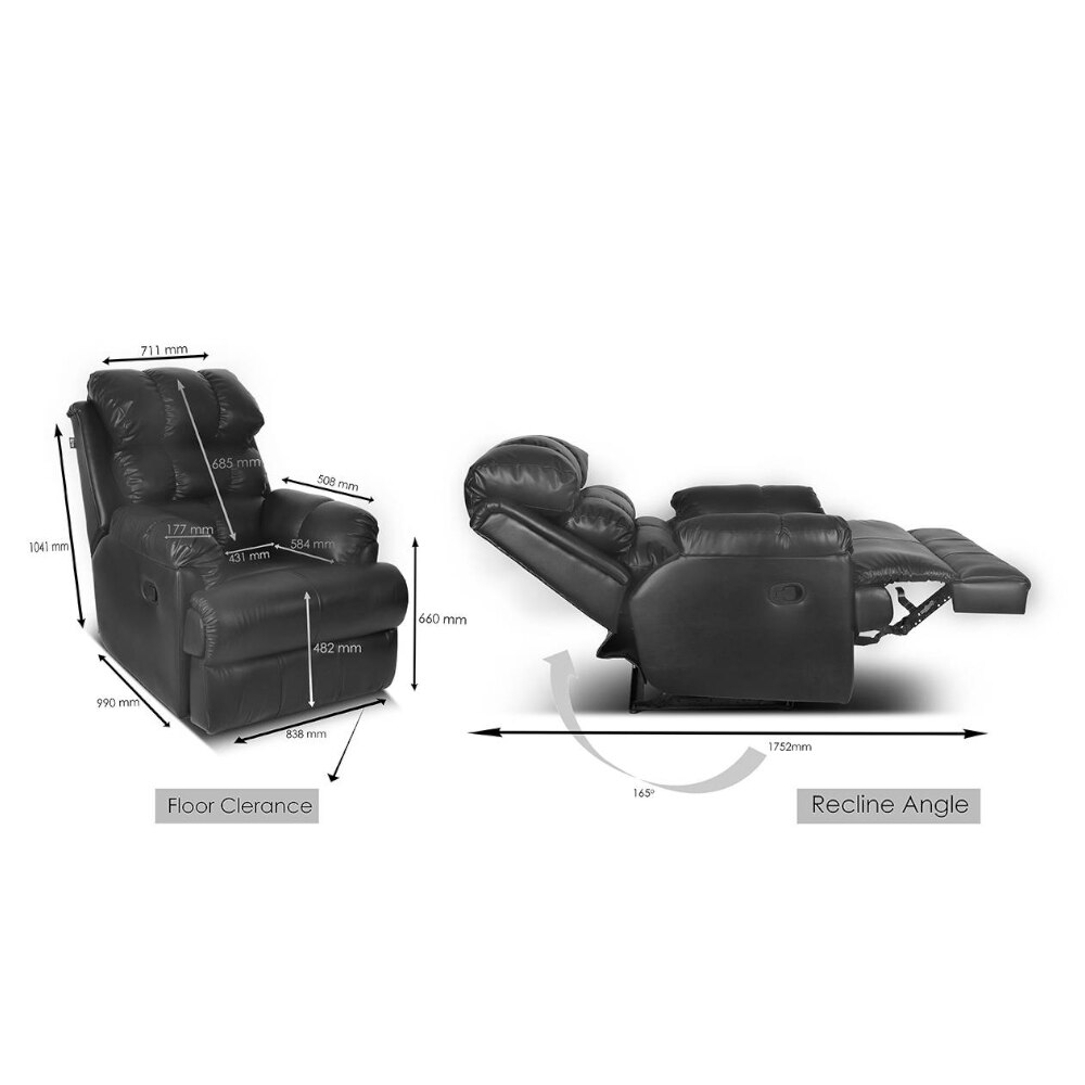 Amet One Seater Manual Recliner in Black Colour