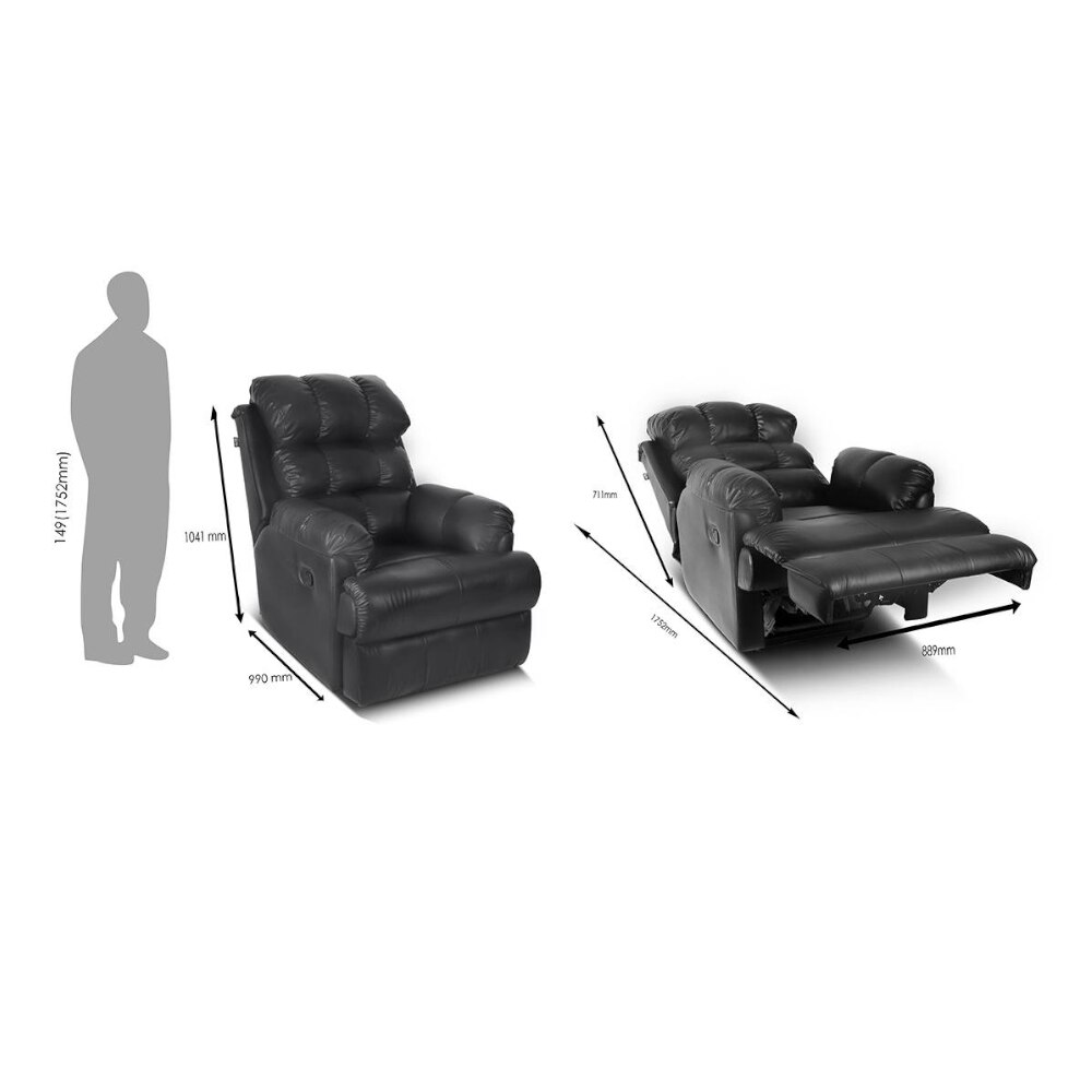 Amet One Seater Manual Recliner in Black Colour