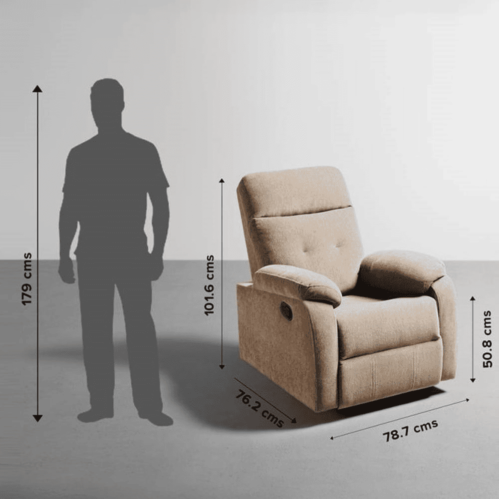 Rx5 Fabric One Seater Manual Recliner in Belgian Beige Colour