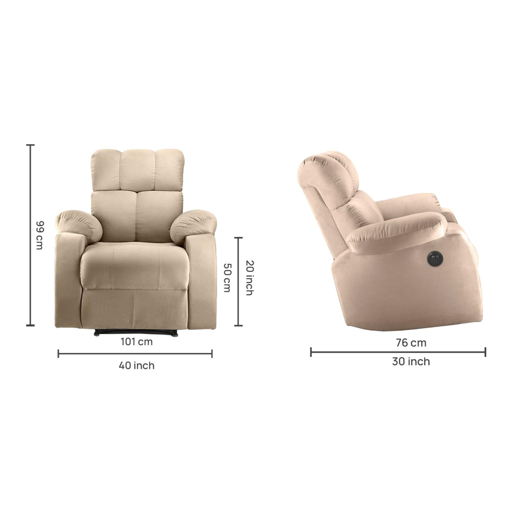 Helios Fabric One Seater Motorized Recliner in Beige Colour