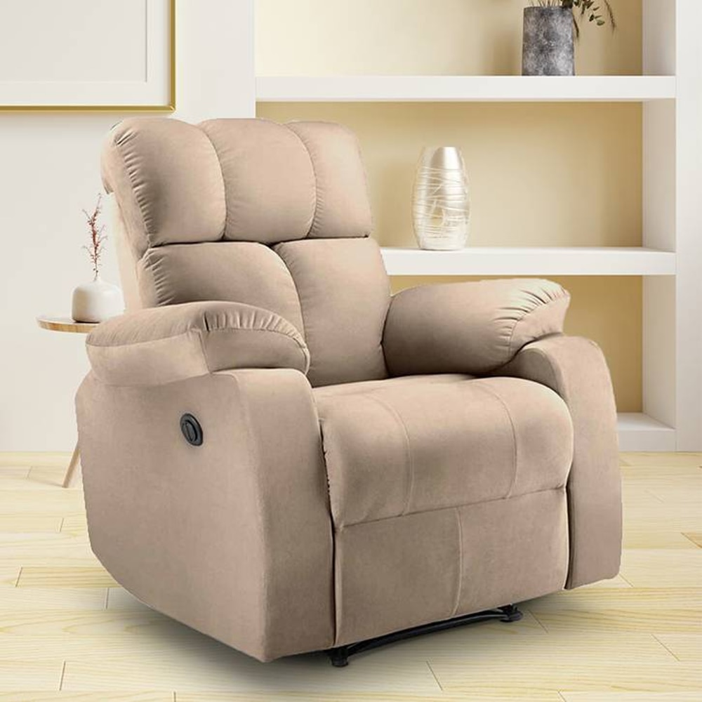 Helios Fabric One Seater Motorized Recliner in Beige Colour