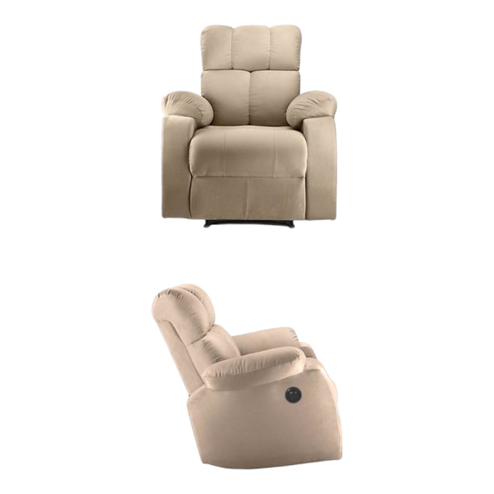 Helios Fabric One Seater Motorized Recliner in Beige Colour