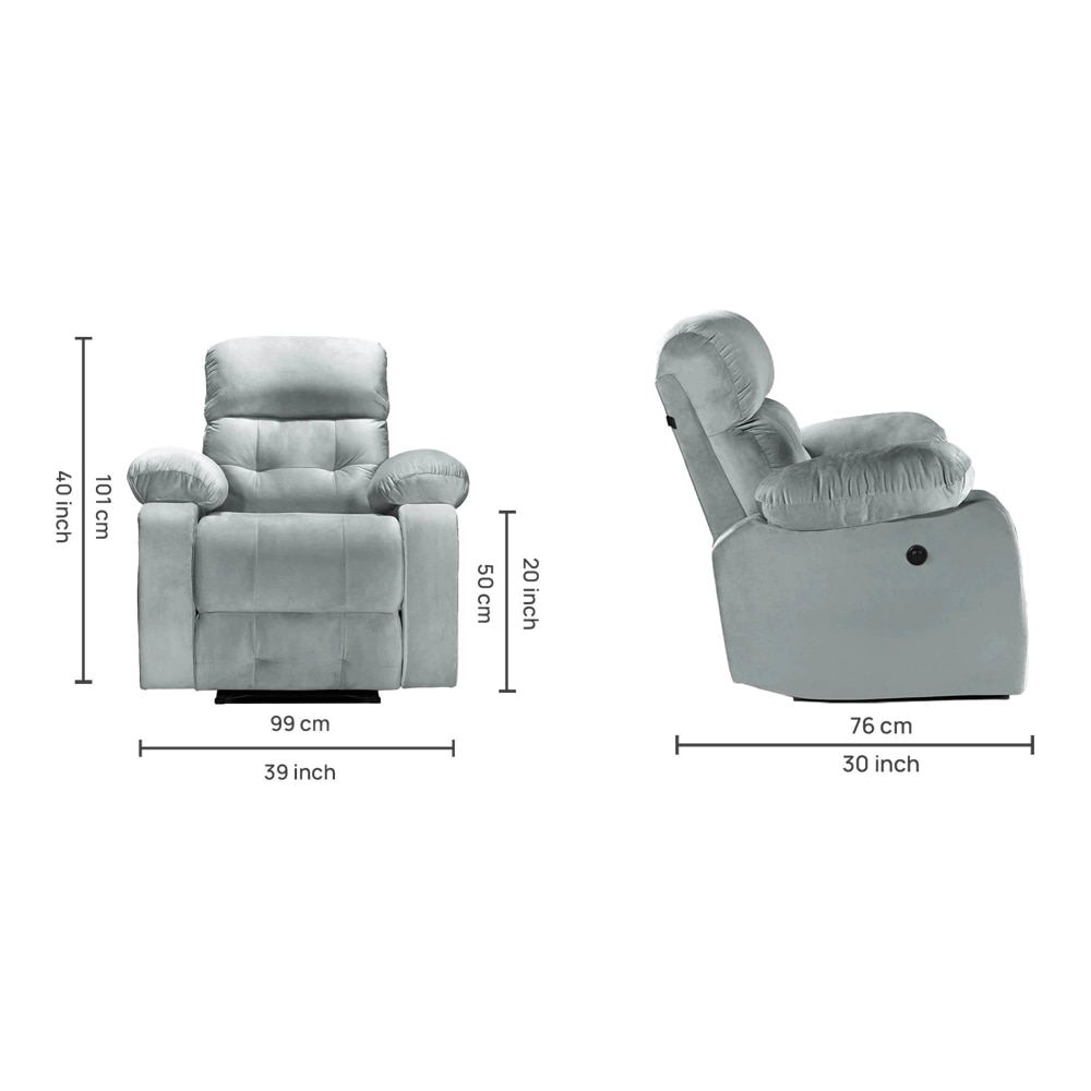 Avion Fabric One Seater Motorized Recliner in Grey Colour