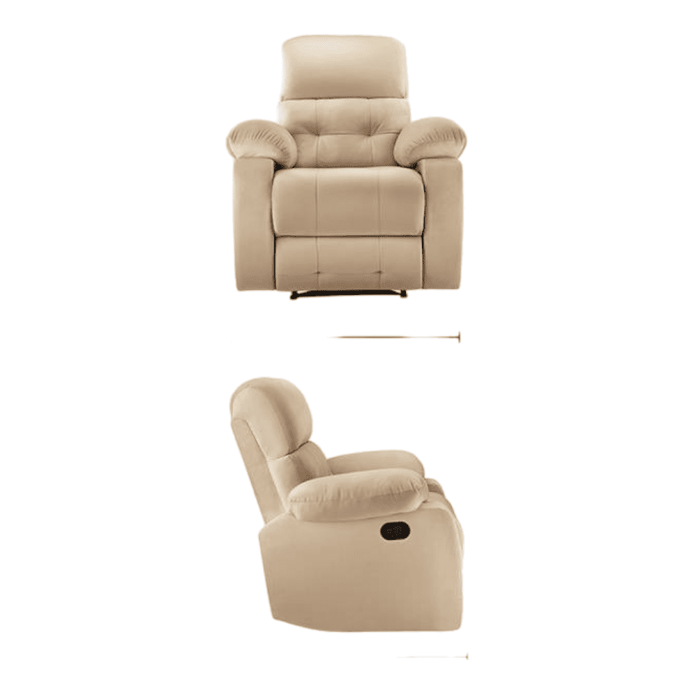 Avion Fabric One Seater Manual Recliner in Beige Colour
