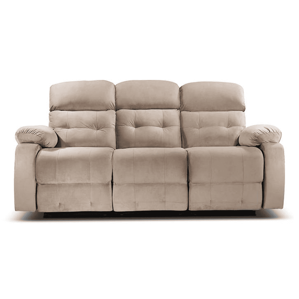 Avion Fabric Three Seater Manual Recliner in Beige Colour