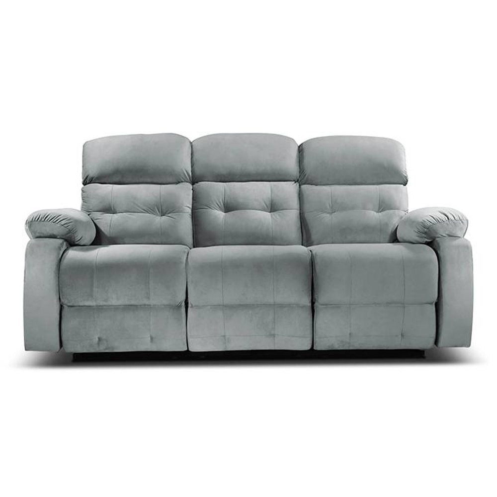 Avion Fabric Three Seater Manual Recliner in Grey Colour