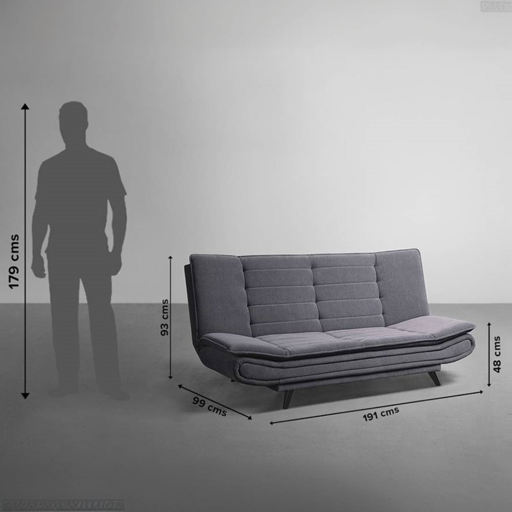 Smith 3 Manual Sofa cum Bed in Grey (Colour : ash grey)