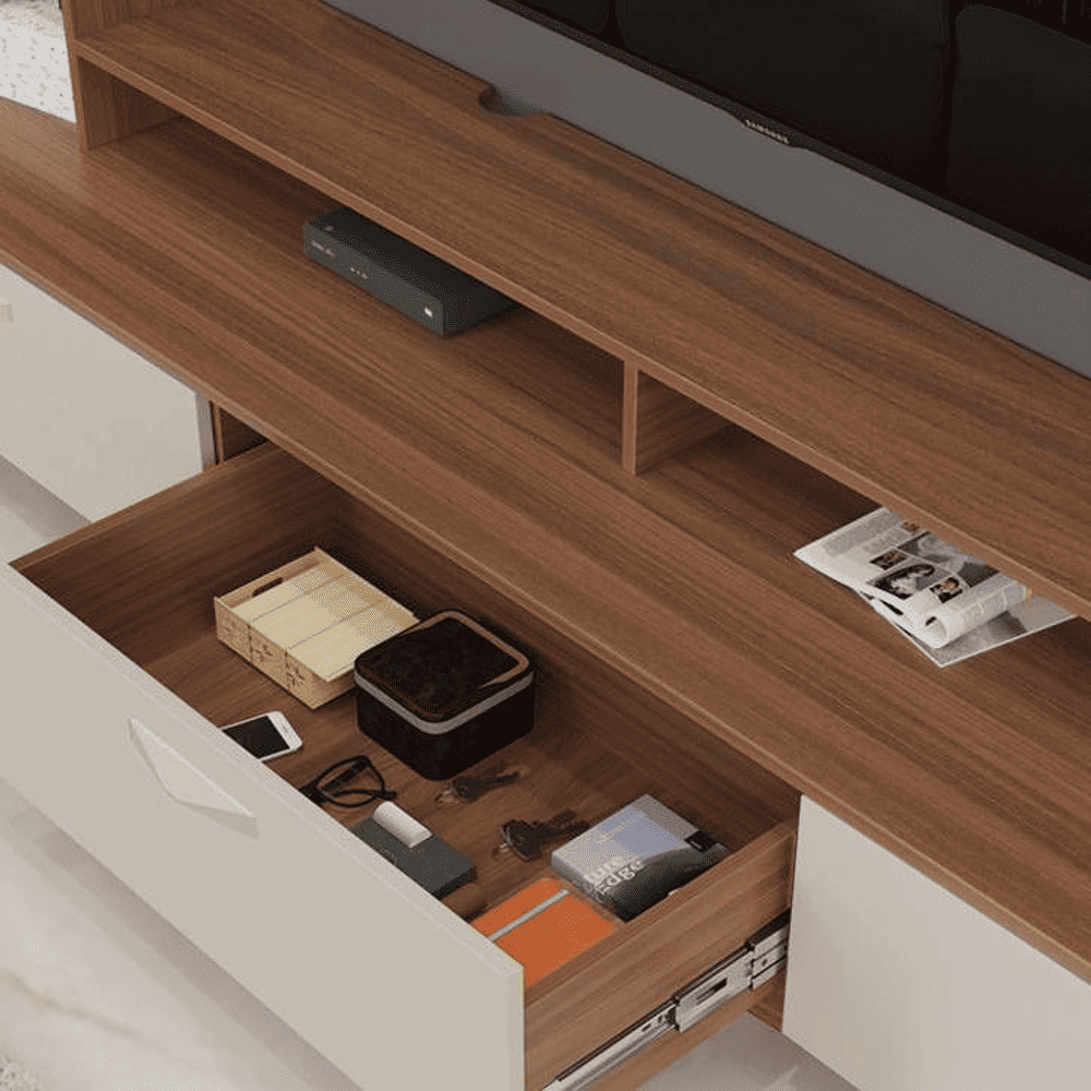Fenily Engineered Wood TV Unit in Walnut & White Finish