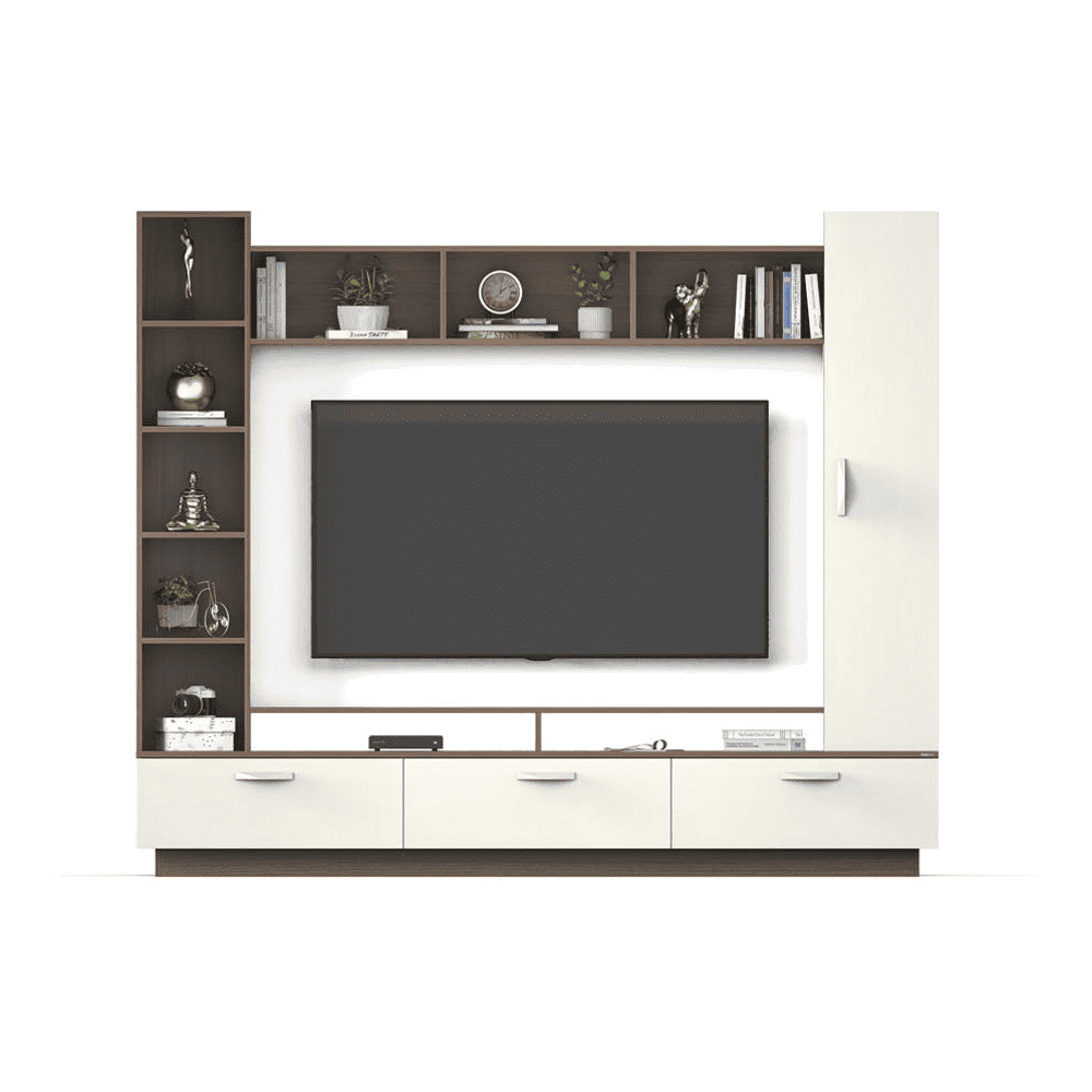 Fenily Engineered Wood TV Unit in Walnut & White Finish