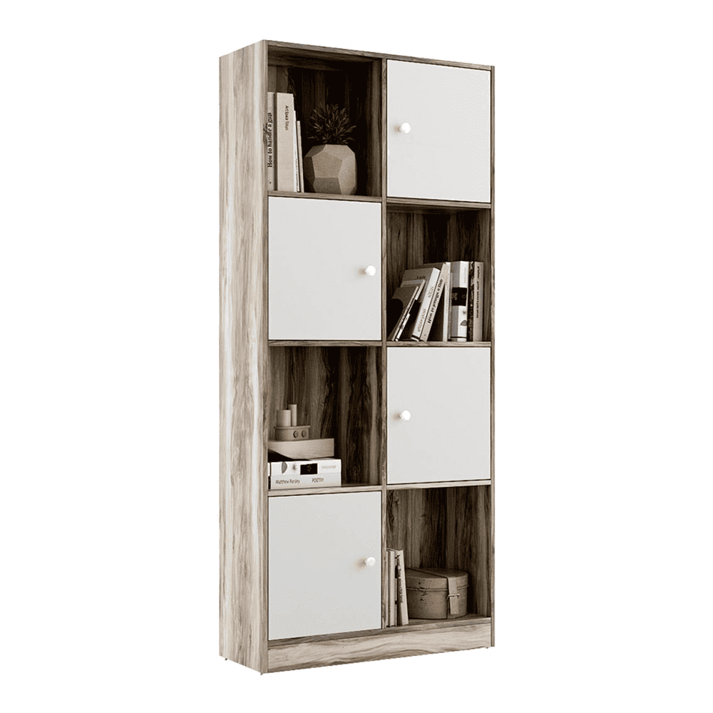 Rustic Book Case In Tean And White Color