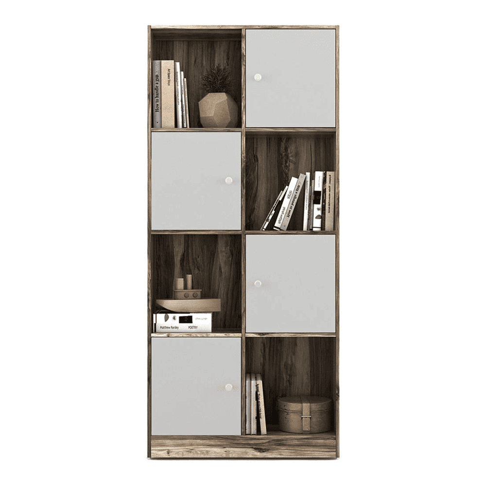 Rustic Book Case In Tean And White Color