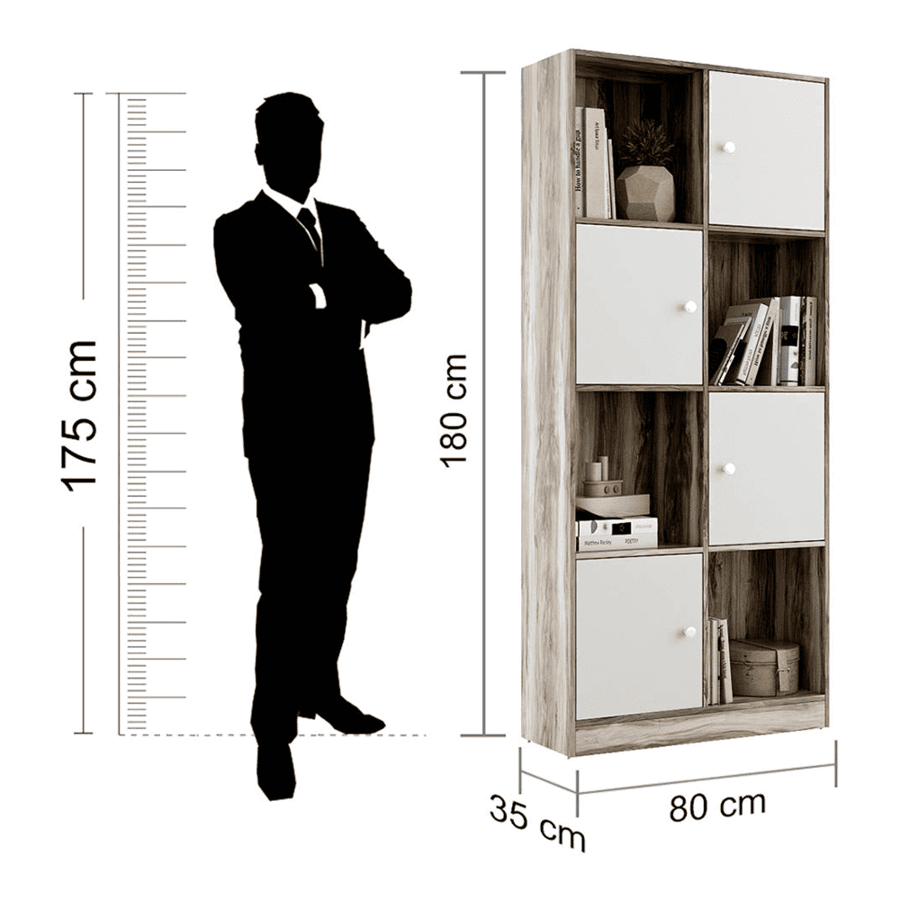 Rustic Book Case In Tean And White Color