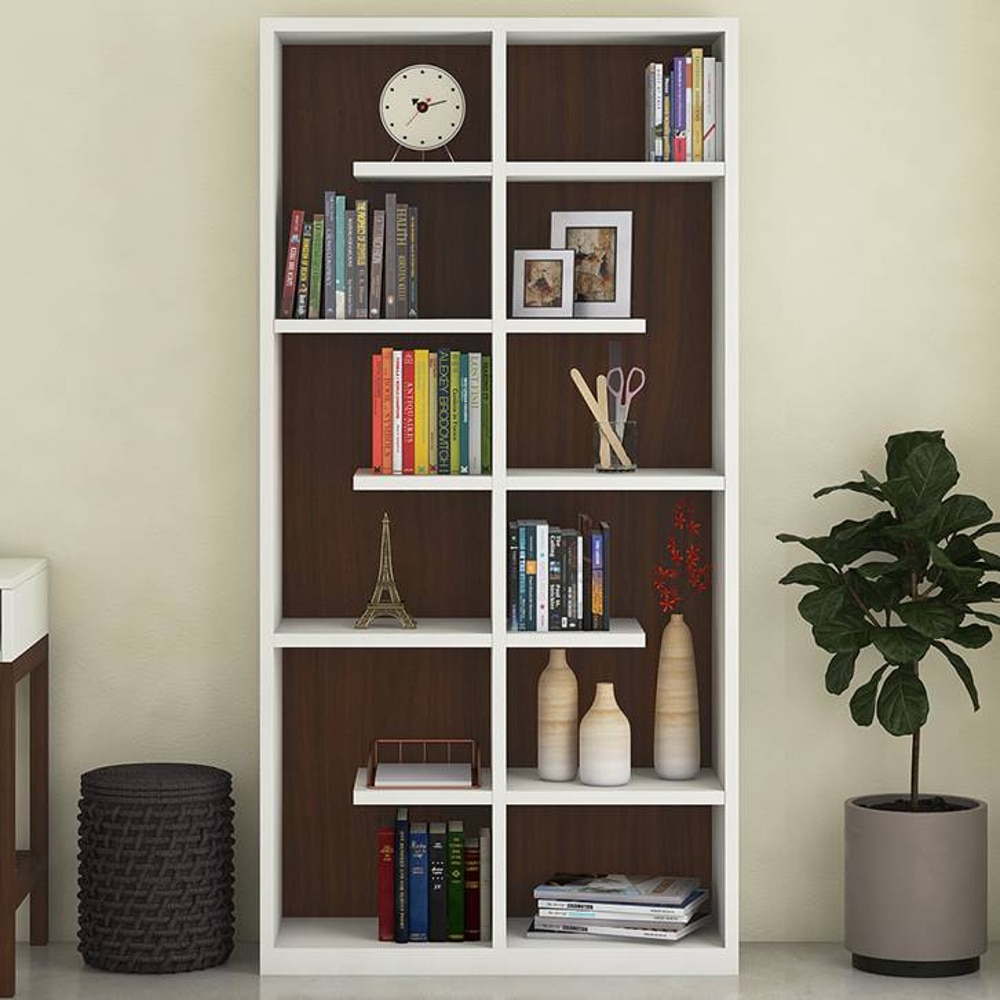 Renata Engineered Wood  Bookshelf in Ivory Walnut Finish - Adona
