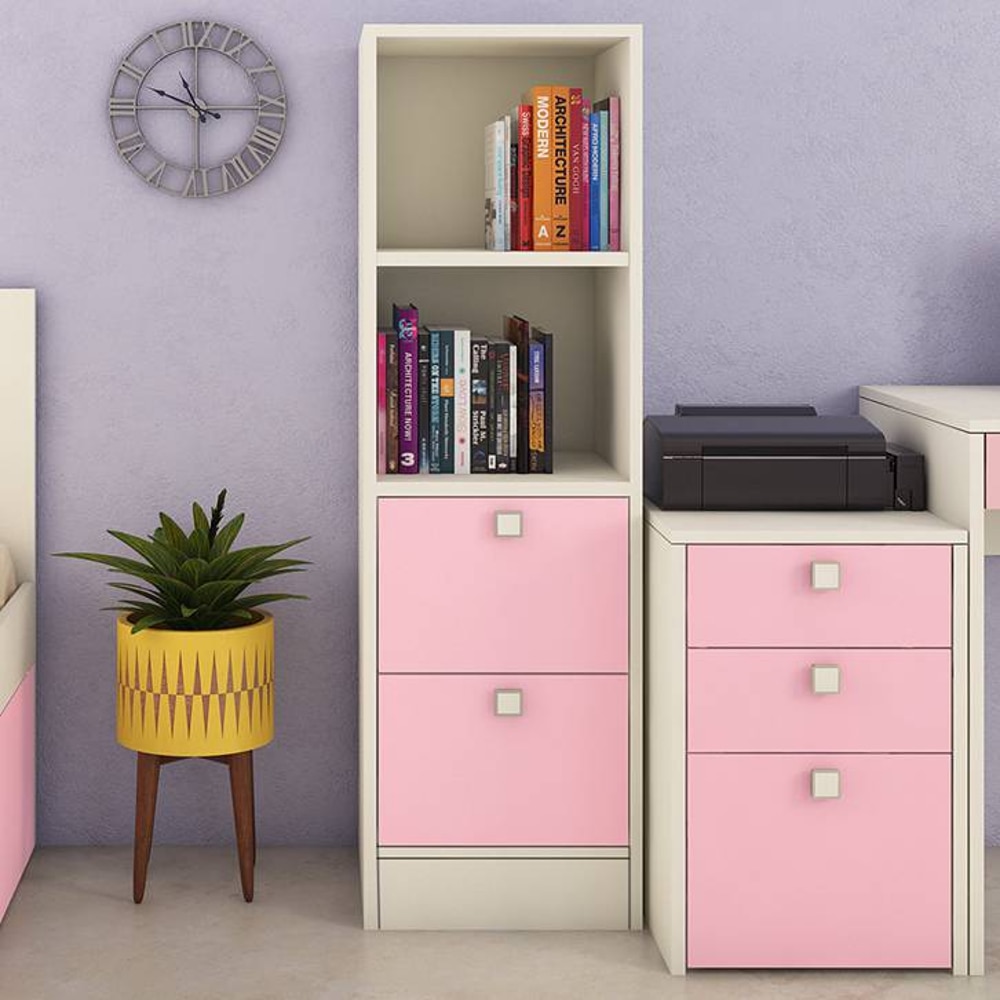 Kylee Engineered Wood  Bookshelf in English Pink Finish - Adona